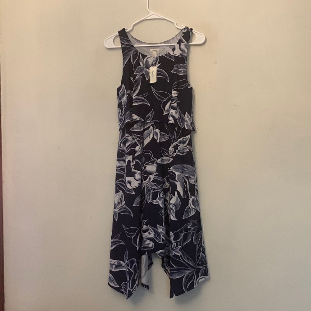 Soma sleeveless navy/ floral layered dress Size XS NWT
